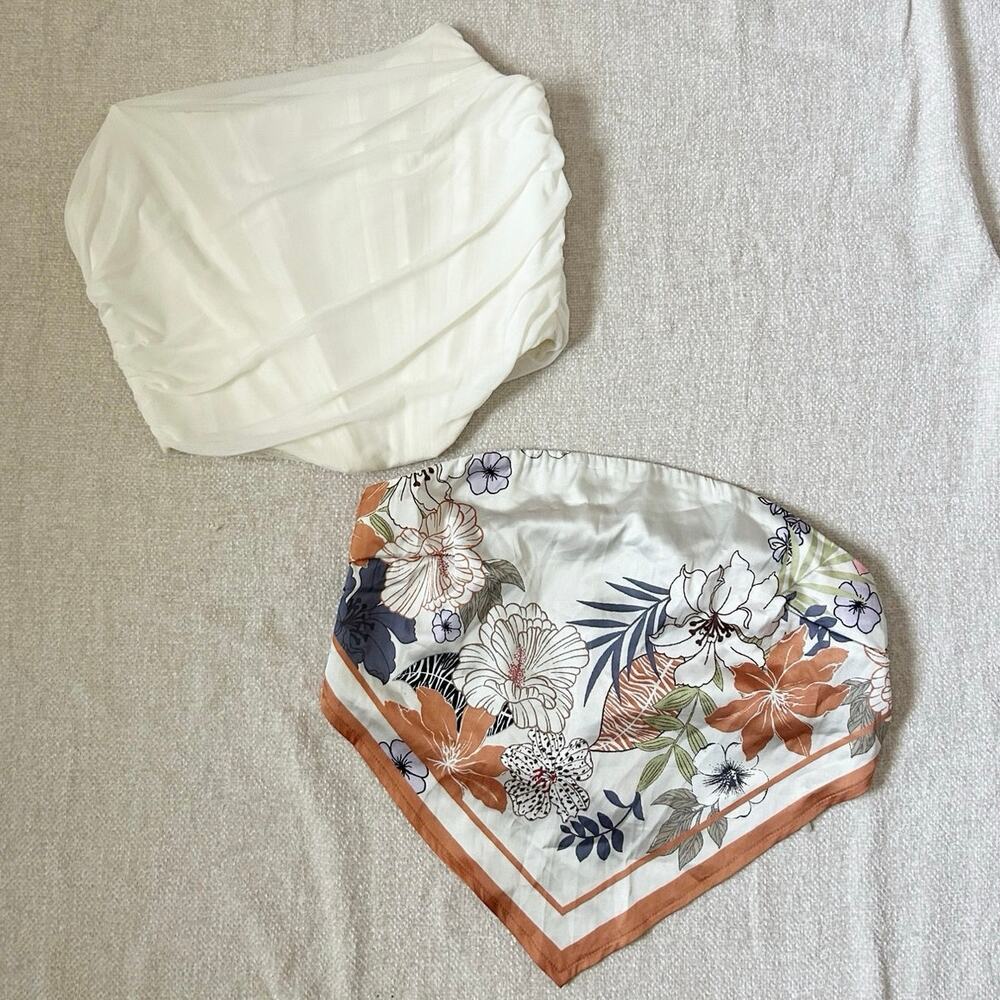 white and floral summer sleeveless crop top bundle
